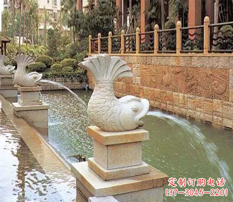 重庆园林鲤鱼喷泉景观石雕