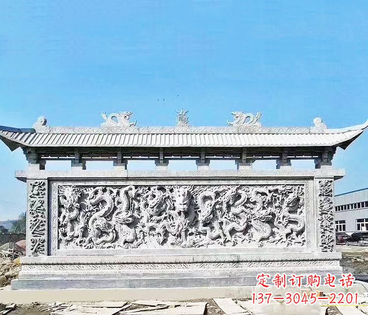 重庆园林龙浮雕影壁墙景观石雕