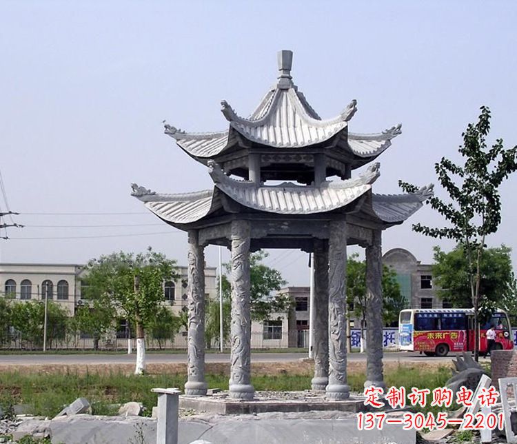 重庆园林双层仿古凉亭石雕