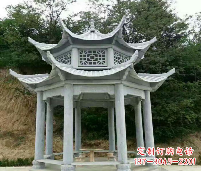 重庆园林双层凉亭石雕 (2)