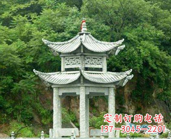 重庆园林双层六角石凉亭景观石雕