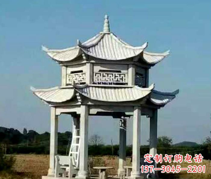 重庆园林双层石雕凉亭 (2)