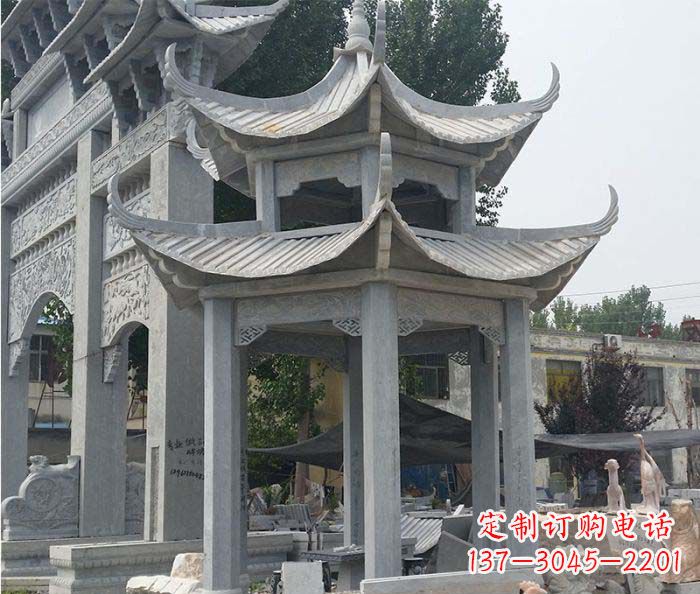 重庆园林双层石雕凉亭