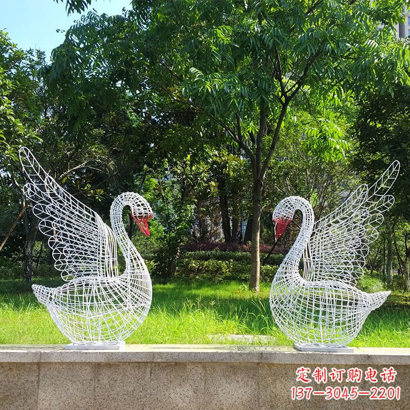 重庆展翅天鹅网格雕塑-上色款