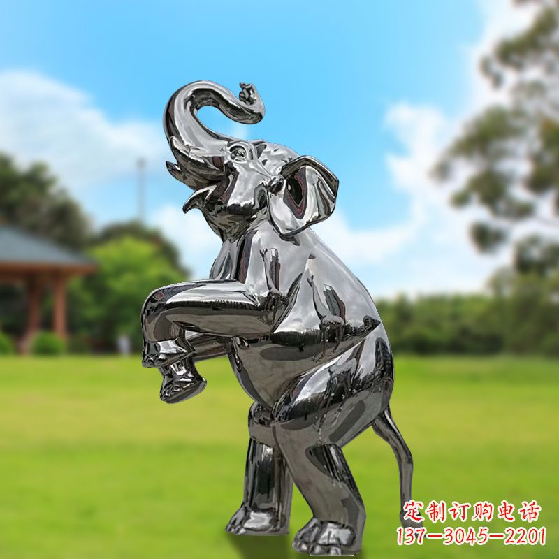 重庆站立的不锈钢小象雕塑