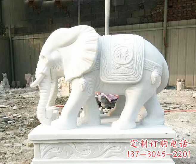 重庆招财动物汉白玉大象石雕 (3)
