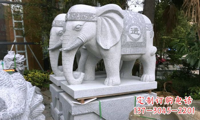 重庆招财进宝大理石门口大象雕塑