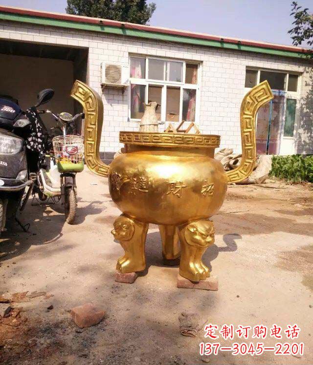 重庆招财进宝香炉寺庙铜雕
