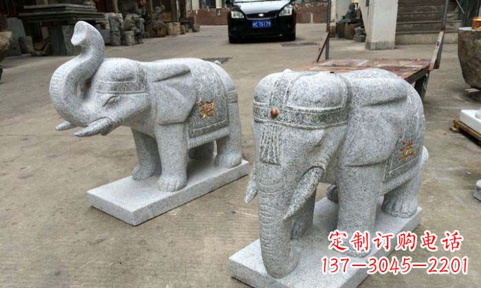 重庆招财进宝芝麻灰大象石雕 (2)