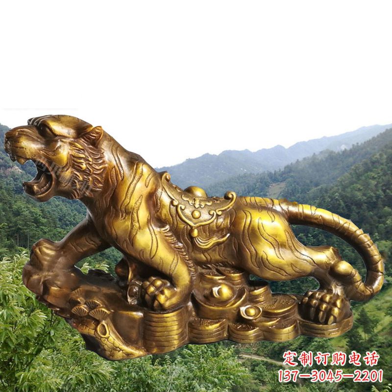 重庆招财老虎漆金12生肖动物雕塑