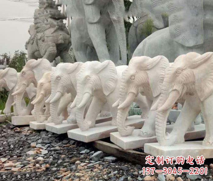 重庆招财晚霞红大象石雕 (3)