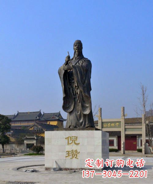 重庆中国历史名人元末明初画家诗人倪瓒铜雕塑像