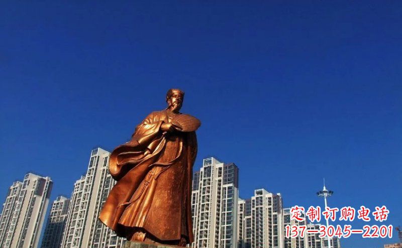 重庆诸葛亮古代名人铜雕 (2)