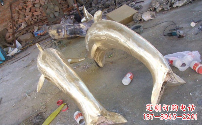 重庆铸铜海豚公园动物铜雕