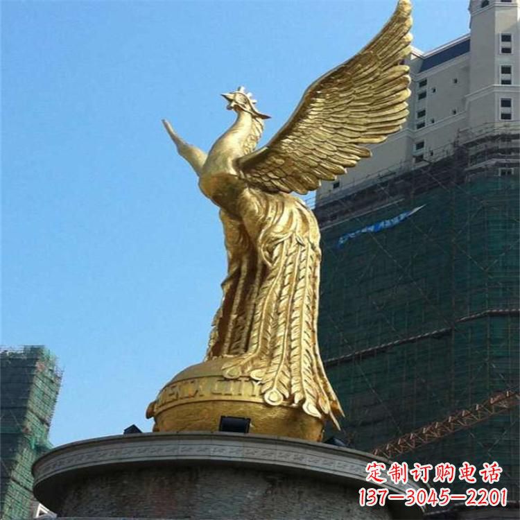 重庆铸铜鎏金凤凰景观雕塑-城市园林