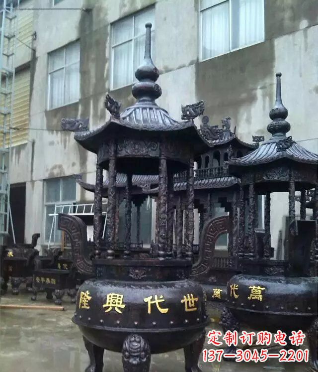 重庆铸铜寺庙香炉铜雕 (3)