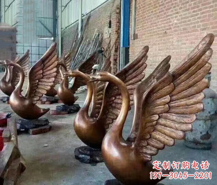 重庆铸铜天鹅喷水动物喷泉雕塑