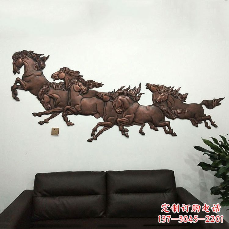 重庆紫铜马儿浮雕装饰画
