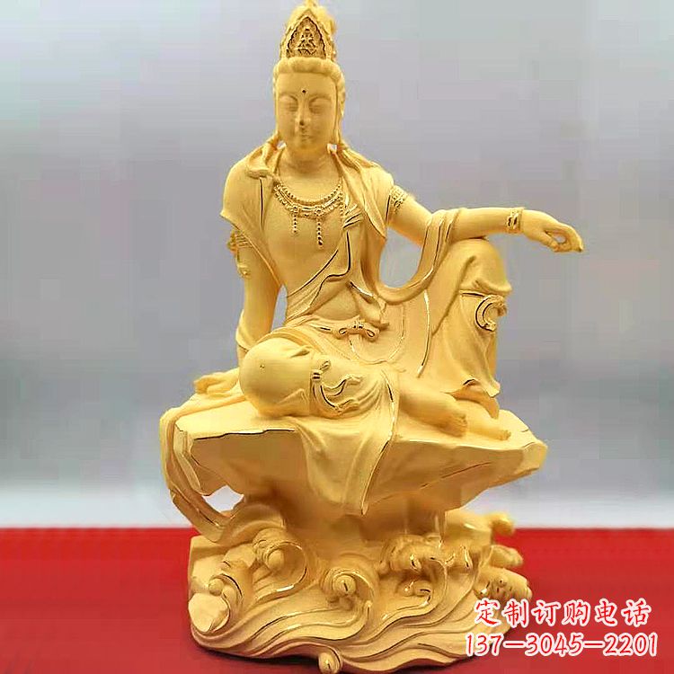 重庆自在观音纯铜镀金雕塑