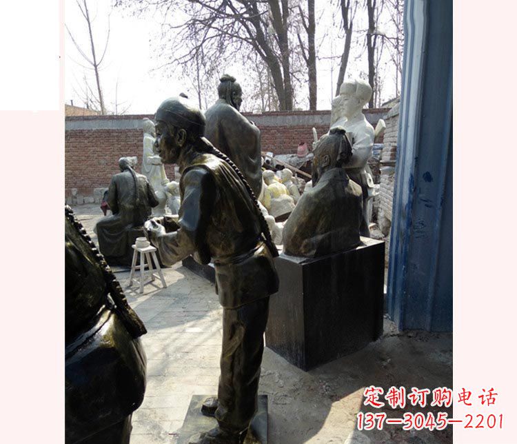 重庆作揖的店小二铜雕